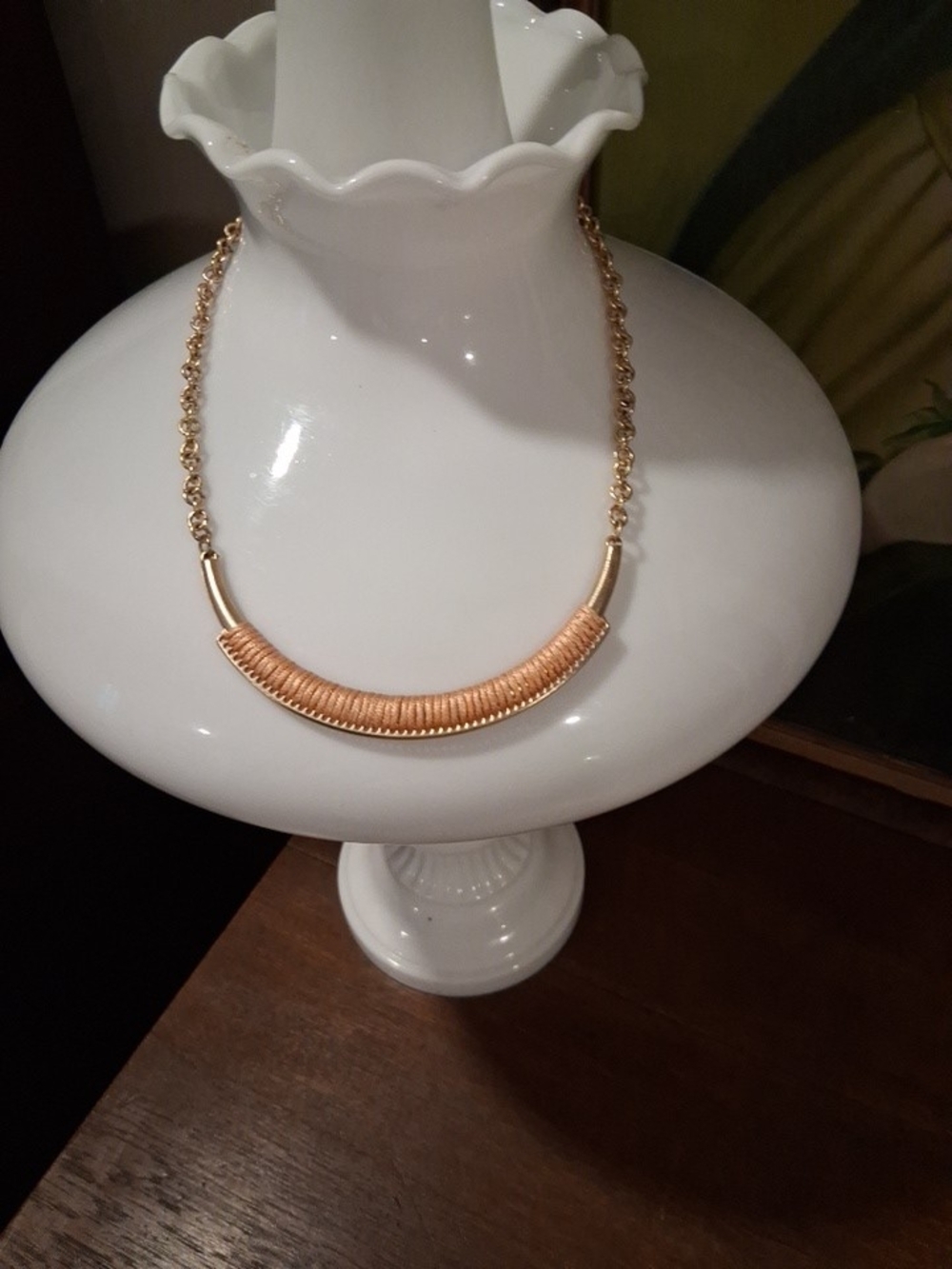 Charming Charlie Gold-Tone Curved Ribbed Bar Necklace